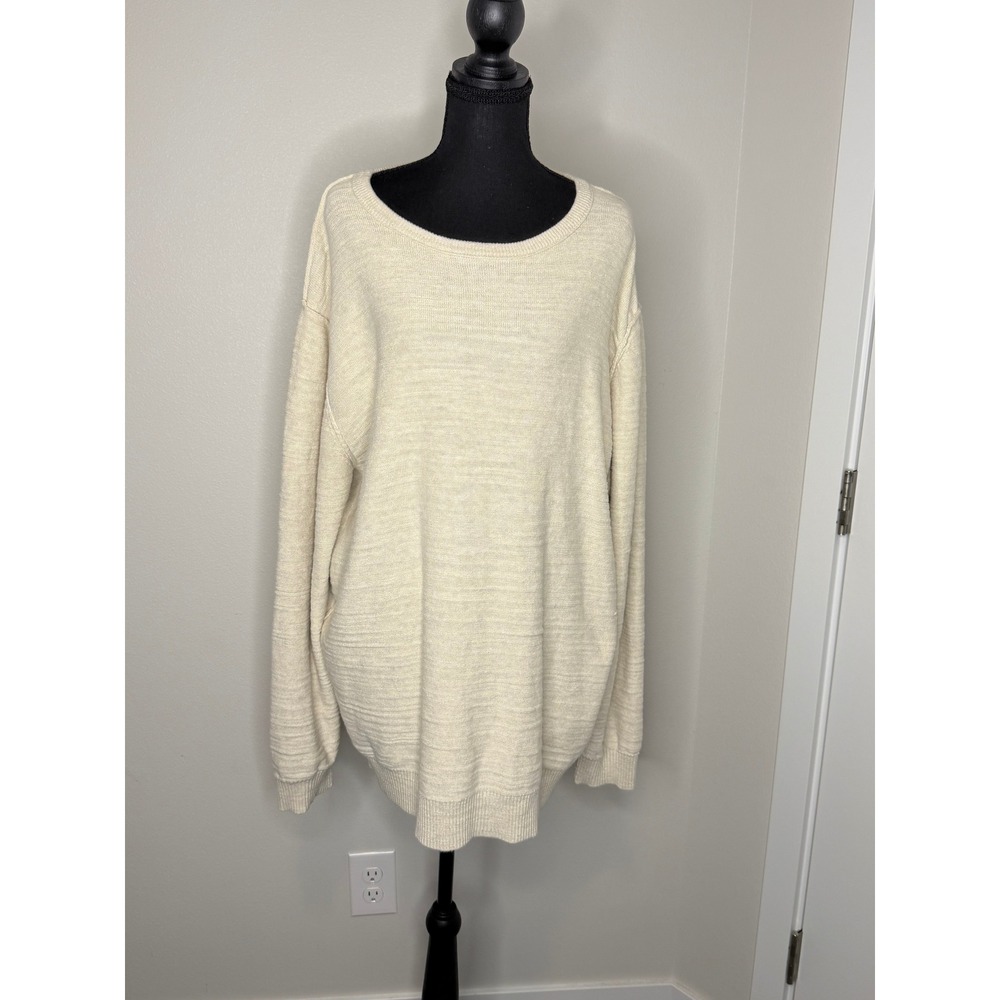 Cozy Earth Womens XL Cream 100% Combed Cotton Oversized Knit Sweater